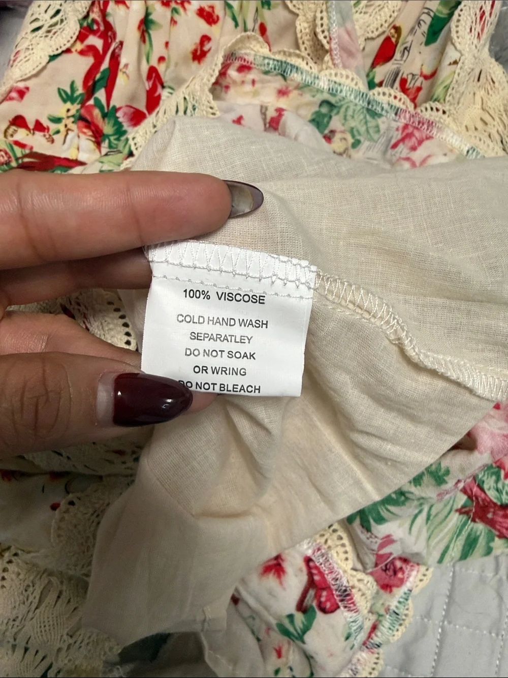 PAPER HEART Floral Lace-Trim Romper in Cream, Red & Green SZ 8